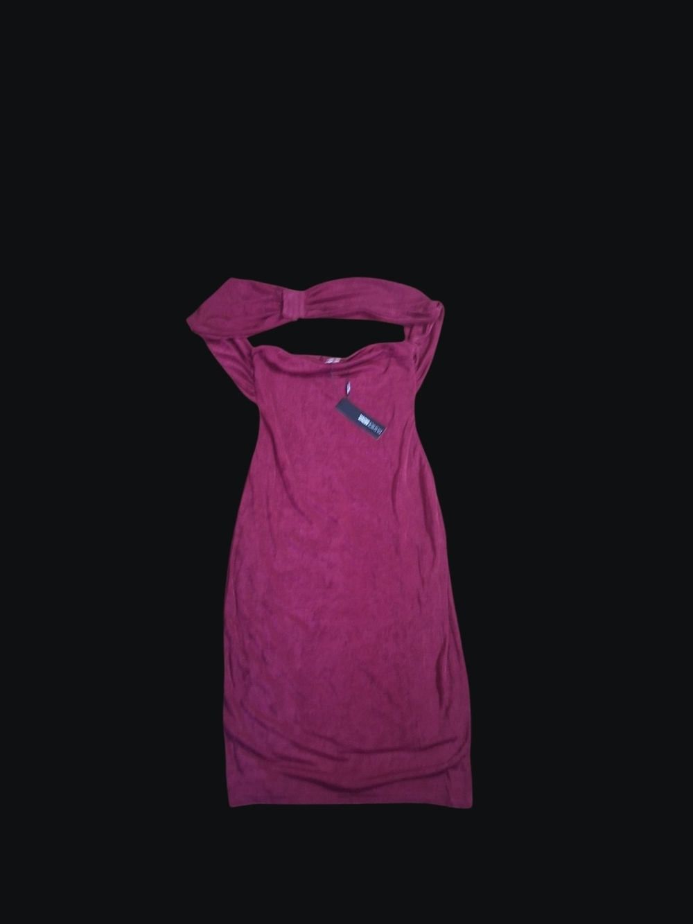 Fashion Nova Wine-Magenta Off-Shoulder Bodycon Dress